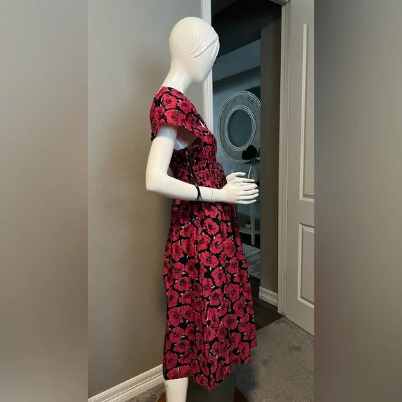Kate Spade Poppy Toss Square-neck Midi Dress size S - Picture 4 of 11